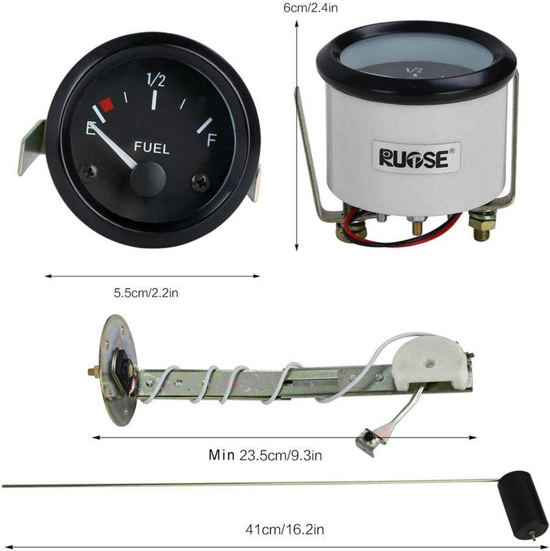 Rupse Fuel Sender Unit Boat Fuel Tank Sending Unit Fuel Water Level Sensor Stainless Steel Fuel Sender and Fuel Gauge for Boat Car Truck RV (6" (150mm)) (52mm (2")) - Image 2
